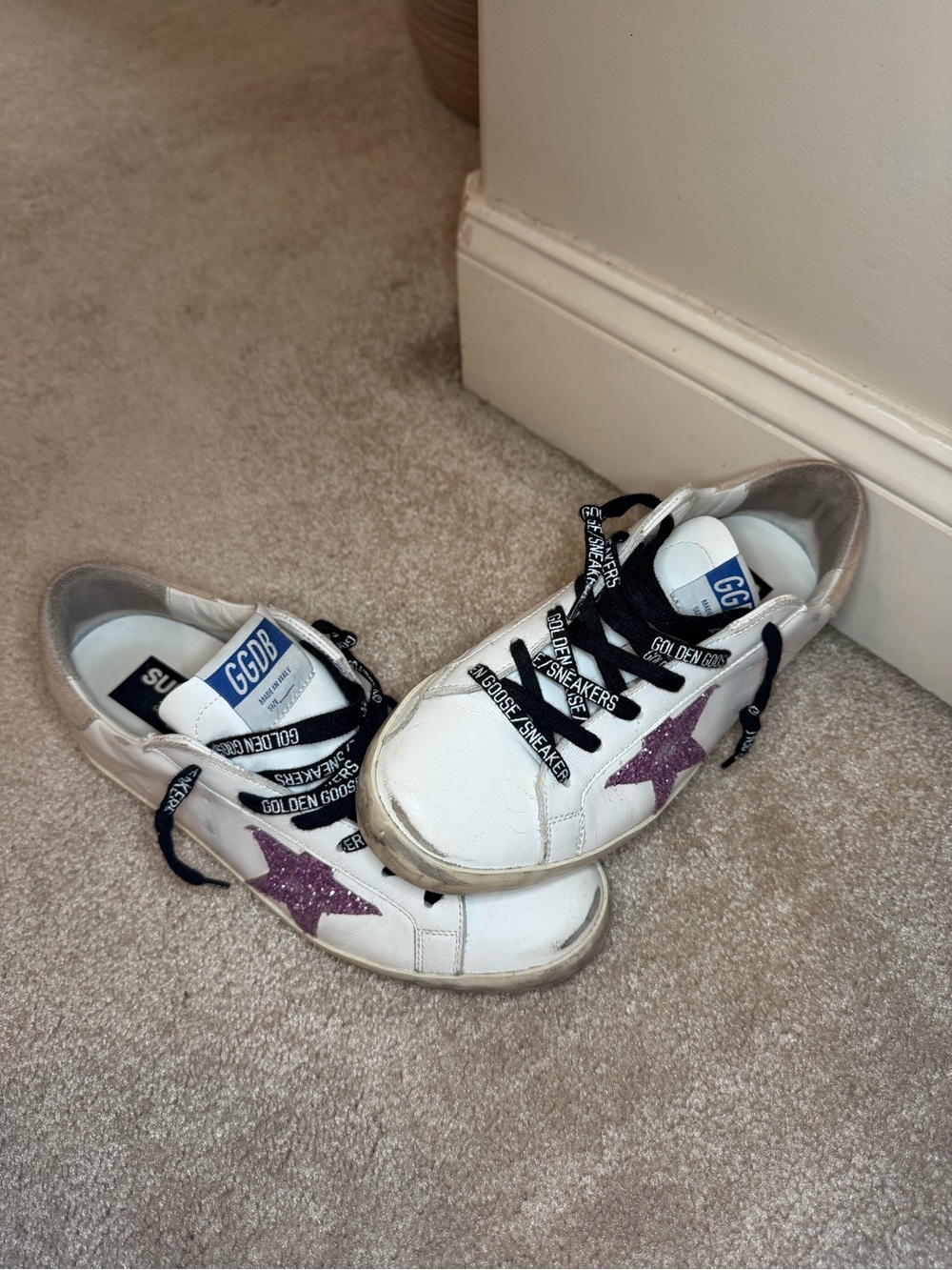 Golden Goose White Leather Sneakers with Pink Glitter Star RARE❗️ - Picture 6 of 6